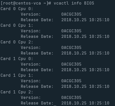 vcactl info BIOS